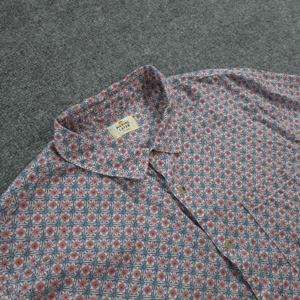 Marine Layer Shirt Mens 2XL Multicolor Floral Linen Short Sleeve Casual Camp